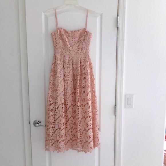 ASTR The Label JOYCE Crochet Lace Midi Dress BLUSH Pink Corset Strappy Back XS - Picture 2 of 11